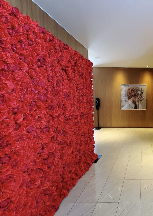 3D Red Roses Flower Wall Backdrop