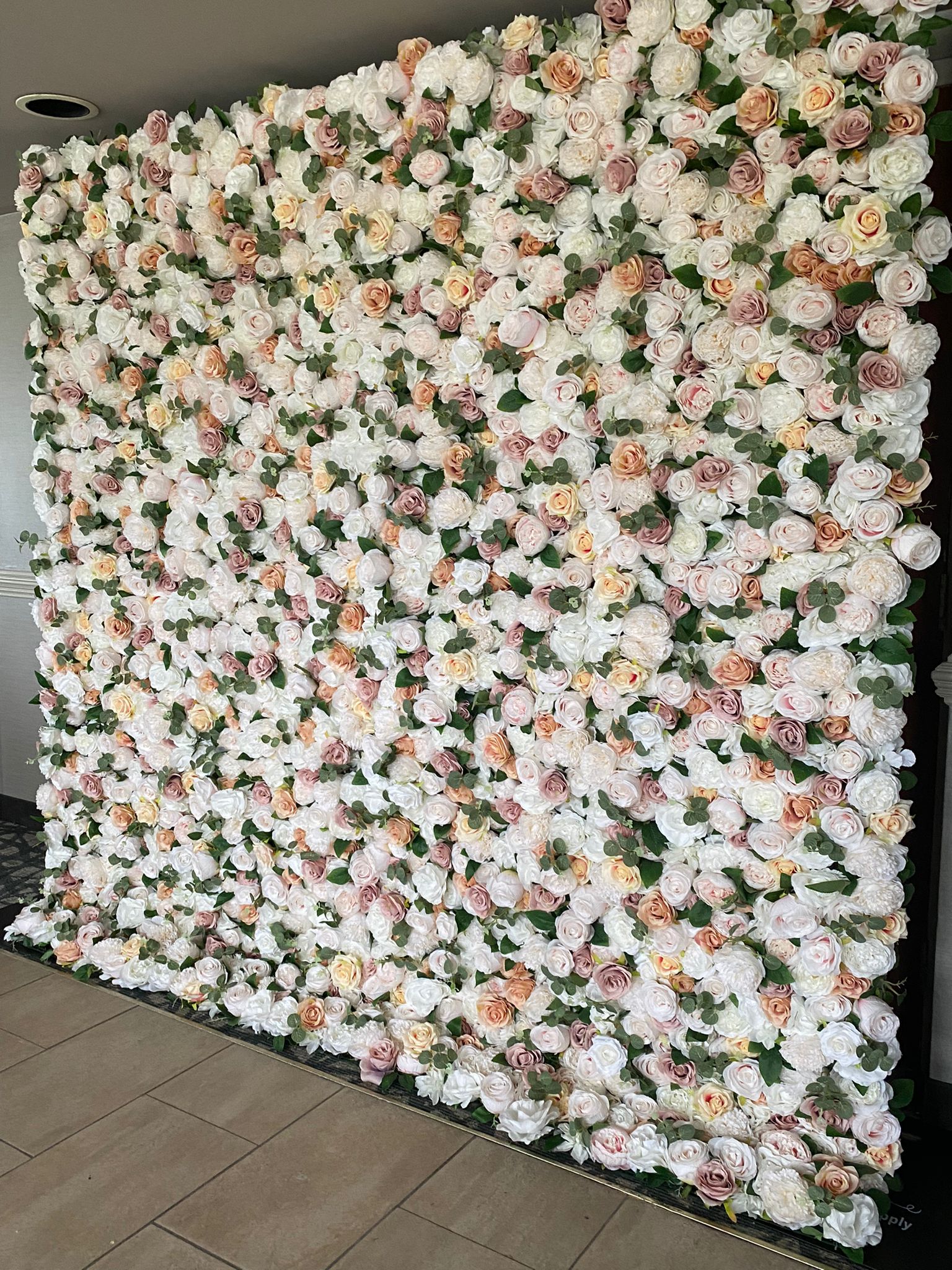 Champagne ivory flower wall backdrop