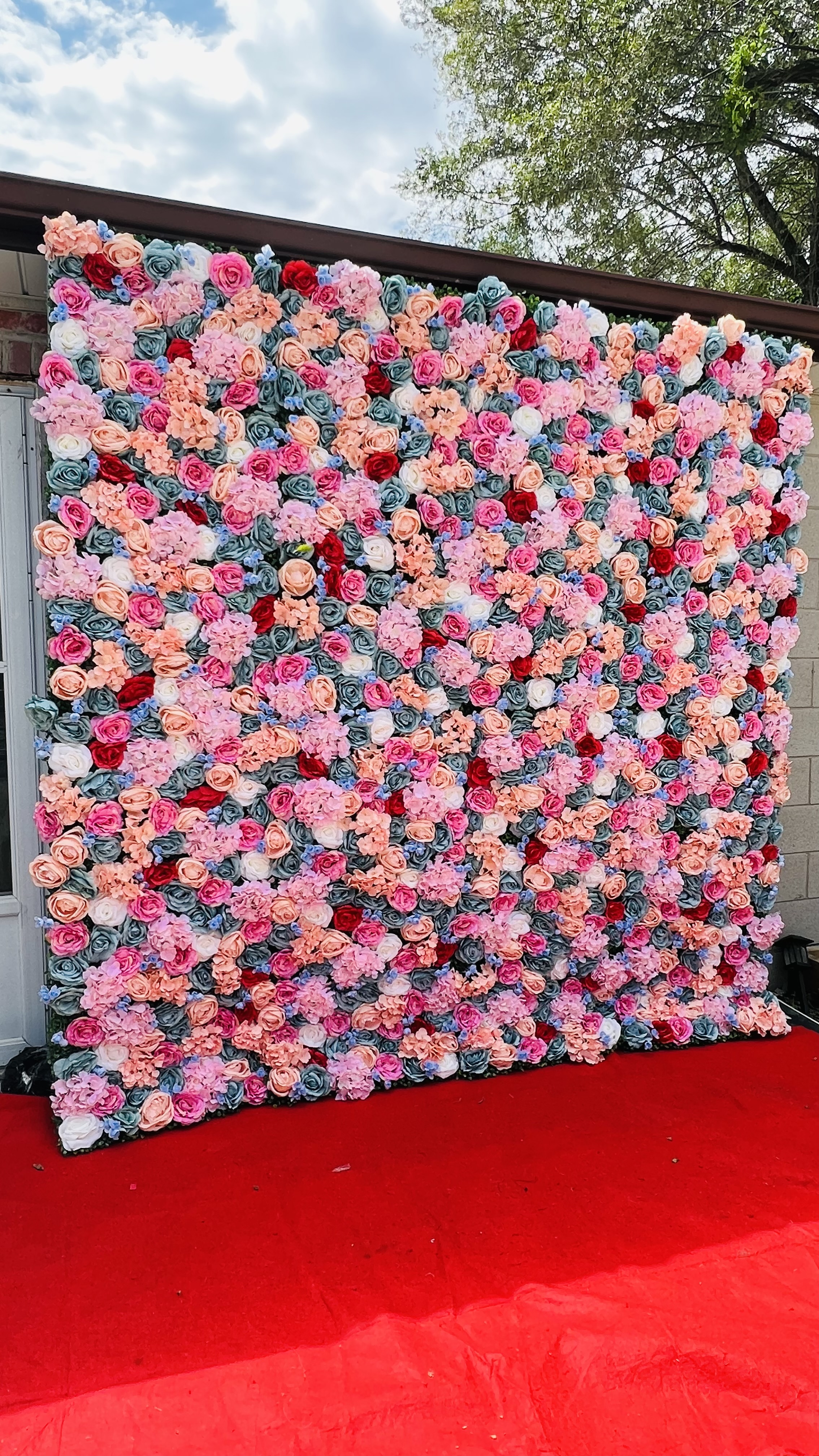 Color me pink and blue flower wall